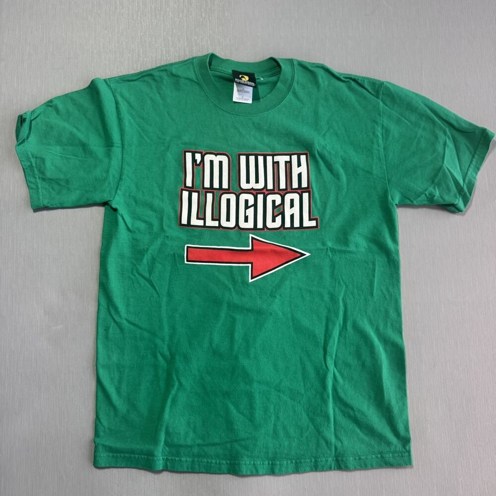 Star Trek I'm With Illogical Green Spock Parody Graphic Tee Size Medium Sci Fi